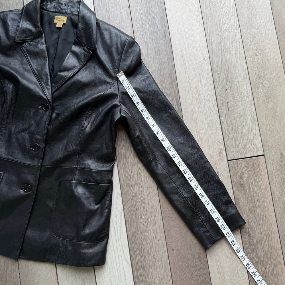 Caslon Women’s Black leather blazer-jacket with button-up front and two pockets - Picture 4 of 8